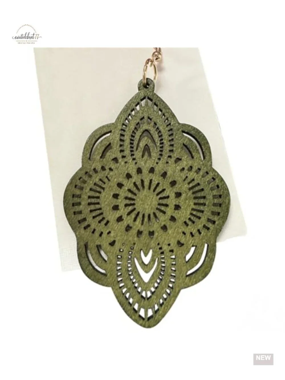 Natural Wood Geometric Dangle Drop Earrings Lightweight Hollow Bohemian Handmade